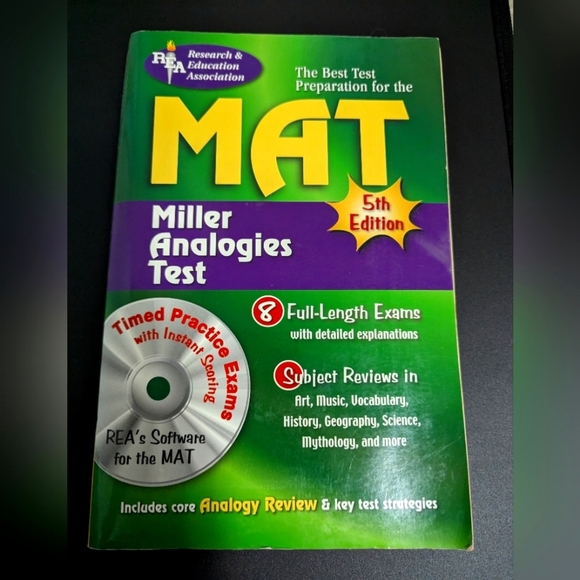 MAT by REA Test Book Prep Exam Paperback + CD for exams - Picture 1 of 6